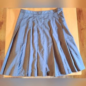 Gray Pleated Midi-Skirt